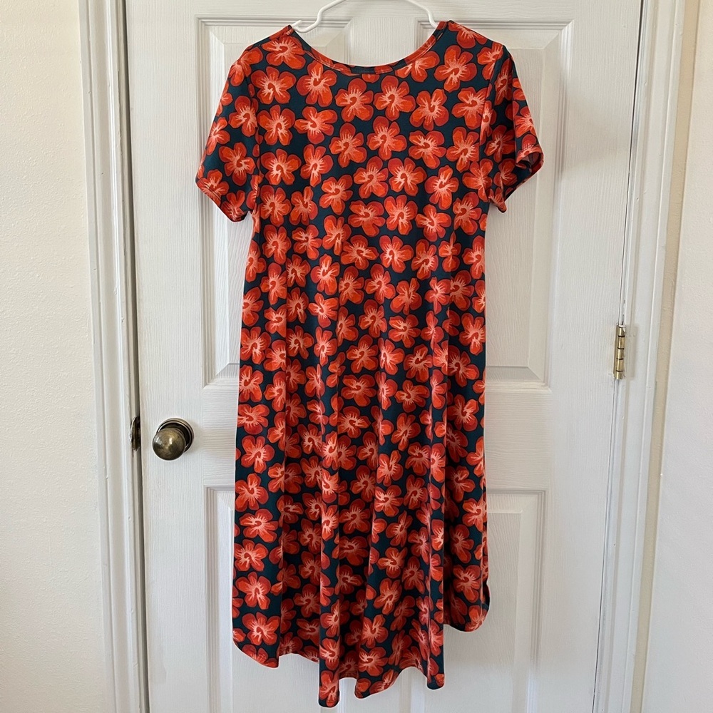 LuLaRoe Dress with Red Floral Pattern - Picture 2 of 3